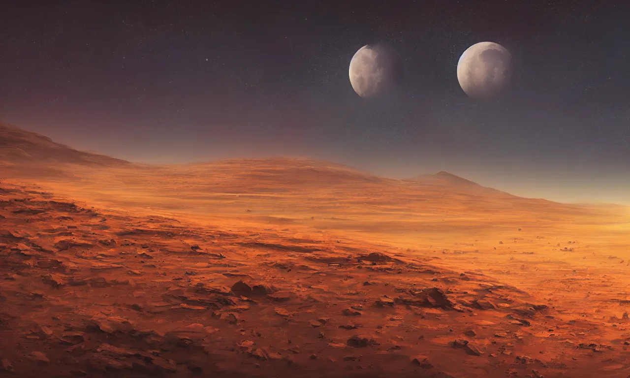 Image similar to mars and moon ground by alena aenami artworks in 4 k