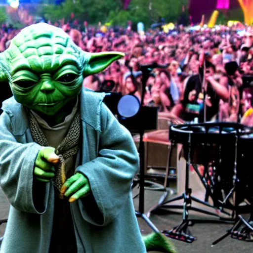 Image similar to Yoda performing a concert at Lollapalooza