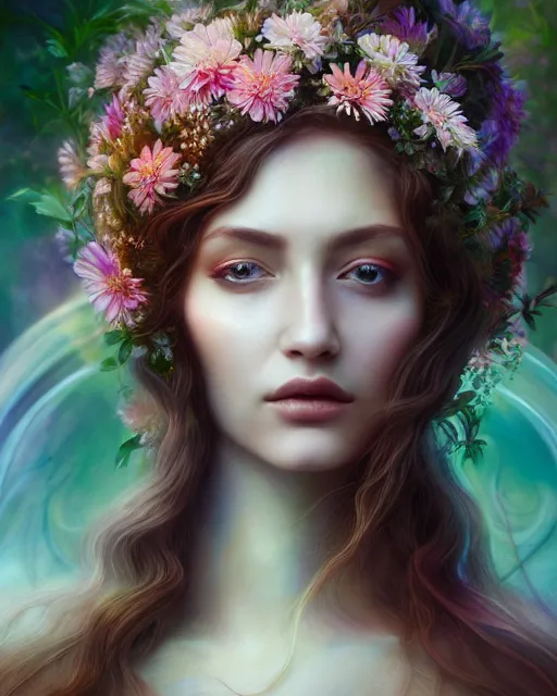 portrait of a beautiful goddess of nature, graceful | Stable Diffusion ...