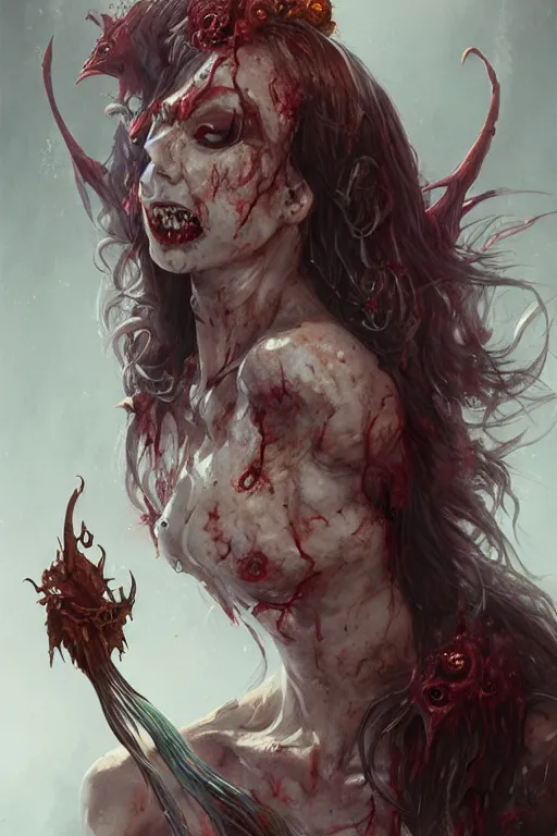 Prompt: zombie mermaid, d & d, fantasy, portrait, highly detailed, headshot, digital painting, trending on artstation, concept art, sharp focus, illustration, art by artgerm and greg rutkowski and magali villeneuve