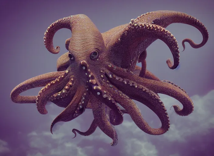 Prompt: “ flying octopus with three heads, realistic, octane render ”