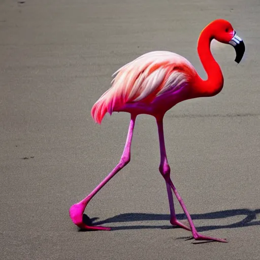 Prompt: a flamingo with fat legs