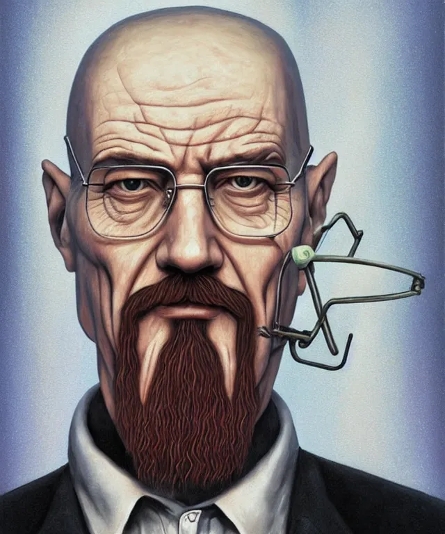 Image similar to portrait of Saruman as Walter White in Breaking Bad, lowbrow painting by Mark Ryden