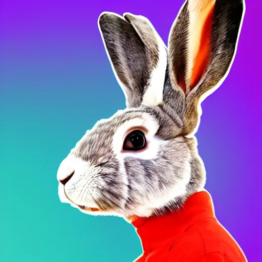 Image similar to a rabbit wearing a vr hmd in the style of andy warhol