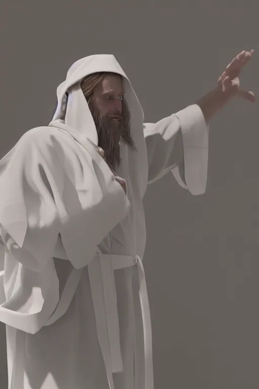 Image similar to jesus christ wearing a white robe, dancing in the emergency room, hyper detailed, accent lighting, dramatic light, 4 k octane render