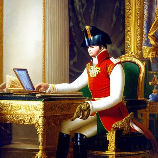 Image similar to Emperor Napoleon building a computer