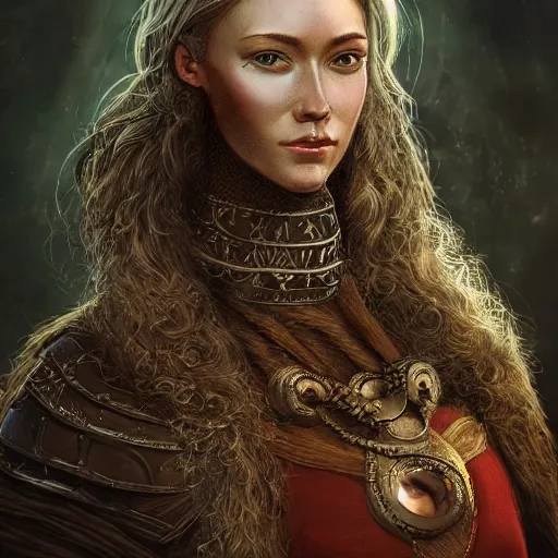 Prompt: Magnificent portrait of a Nordic God mother, fantasy, medieval, highly detailed, Artstation