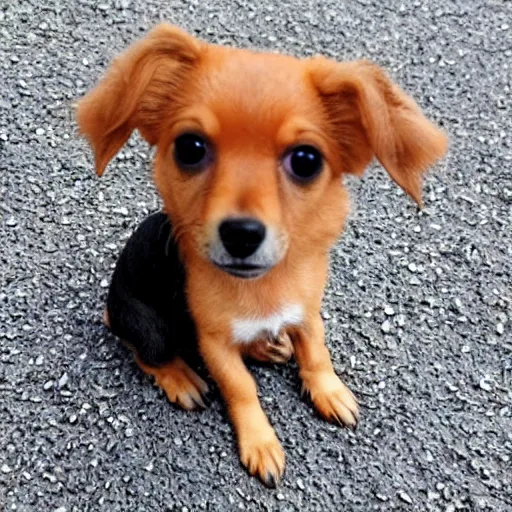 Prompt: A tiny dog sitting on a peanut