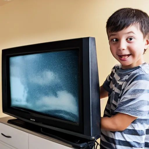 Image similar to photo of a kid smashing his tv