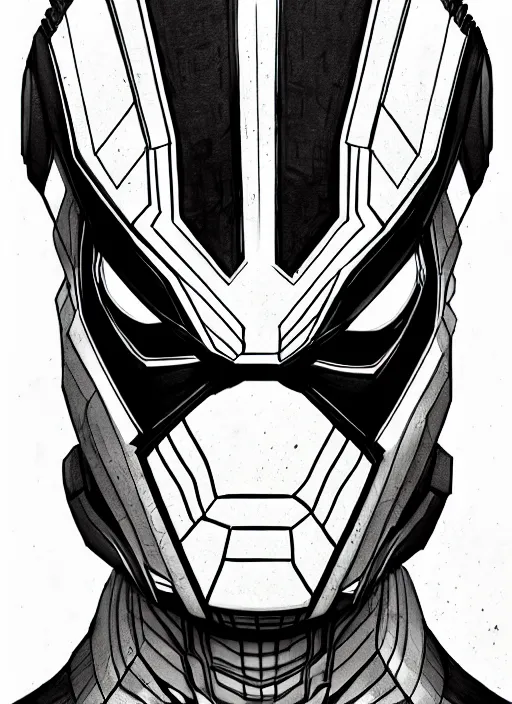 Image similar to a - symmetry concpet art, full shot, traditional ink, sketch, thanos, line sketch, intricate, elegant, highly detailed, monochrome, digital painting, artstation, concept art, sharp focus, illustration, art by borderlands 3 and peter polach