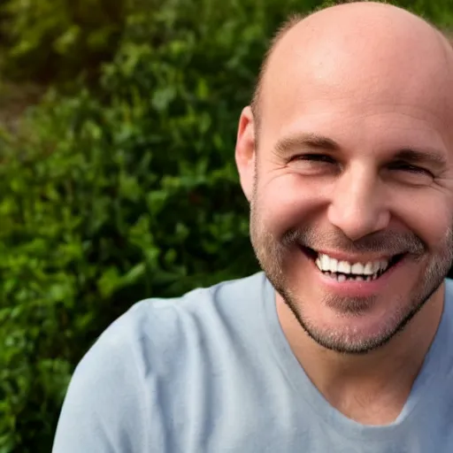 Image similar to a balding middle aged man smiling