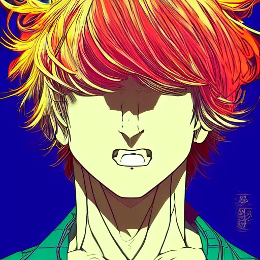 Image similar to a portrait of blonde male by hiroyuki takahashi color scheme, digital art