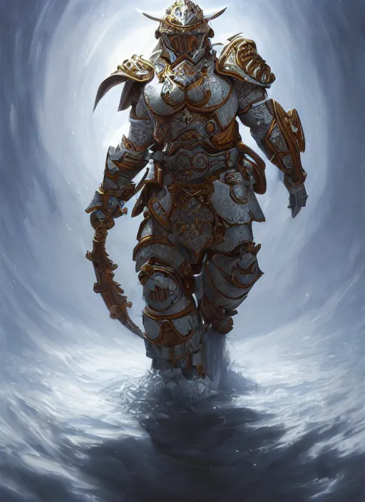 Image similar to subsurface scattering, white, koi, paladin with filigree spartan helmet, by jesper ejsing, justin gerard, tomasz alen kopera, cgsociety and fenghua zhong, highly detailed, rim light, cinematic lighting, illustration, art, octane render, very coherent, cinematic, hyper realism, high detail, octane render, 8 k