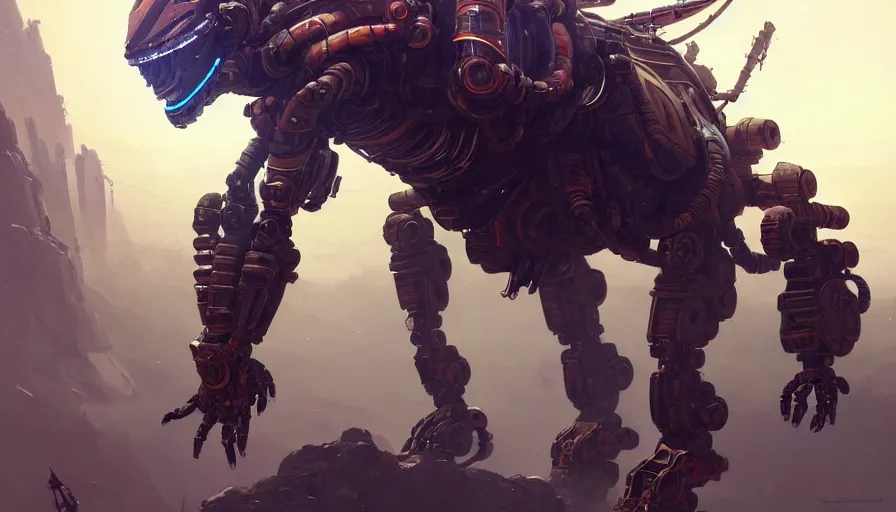 Prompt: a warrior robot astronaut, floral! looks like a machine from horizon zero dawn, posing for a fight intricate, elegant, highly detailed, digital painting, establishing shot, an epic fantasy, artstation, concept art, smooth, sharp focus, illustration, art by artgerm and greg rutkowski, 8 k