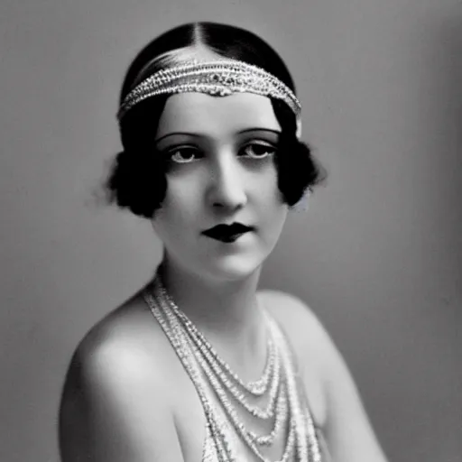 Image similar to photograph of a woman wearing flapper fashion, 1 9 2 0's, looking at the camera, aesthetic, elaborate, intricate, highly detailed, detailed face, photorealism, smooth, sharp focus, rim light, art by man ray,