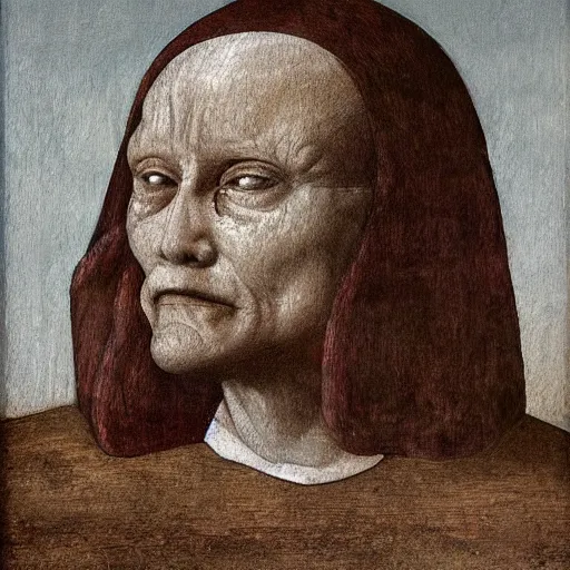 Image similar to marvellous painting of crying amber turd loosing the trail to johnny depp in a full room of judges all swinging a hammer to her loss, oil painting by leonardo davinci, 4k, high resolution