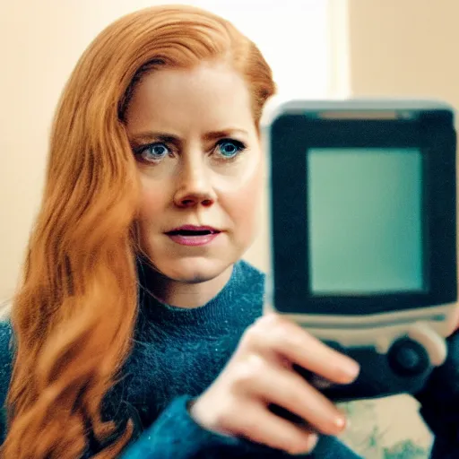 Prompt: a still of Amy Adams playing with a Gameboy, in the movie Arrival, highly detailed and intricate, sharp image, cinematic lighting, 8k HDR