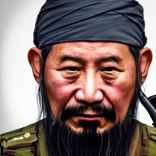 Image similar to 4 k portrait sony a 7 f 2. 8 of xi jinping as a muslim terrorist taliban leader