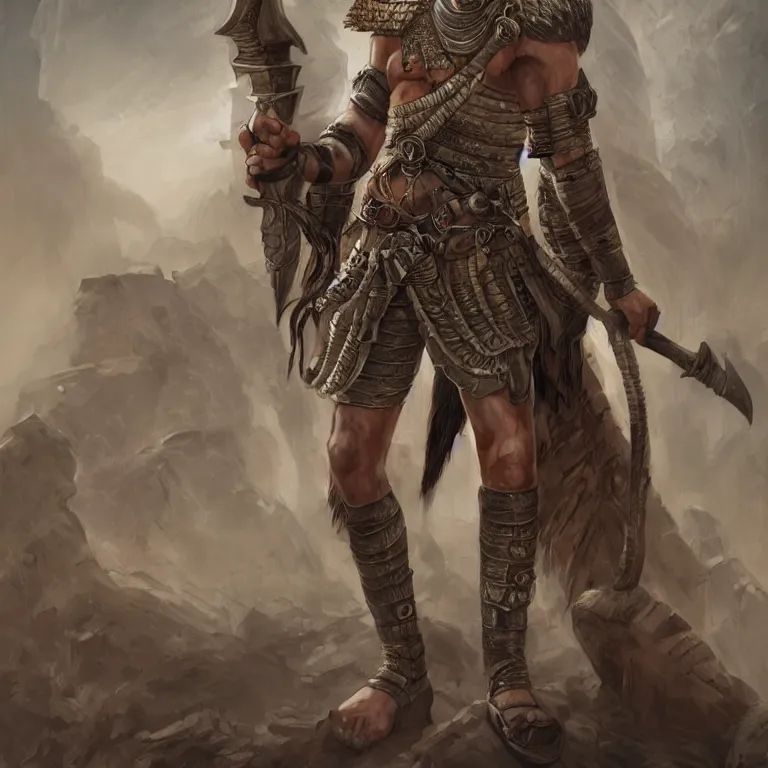 Image similar to concept art of a roman/egyptian mercenary in the style of high fantasy art in the style of dark fantasy art detailed realistic High Resolution HD 8k