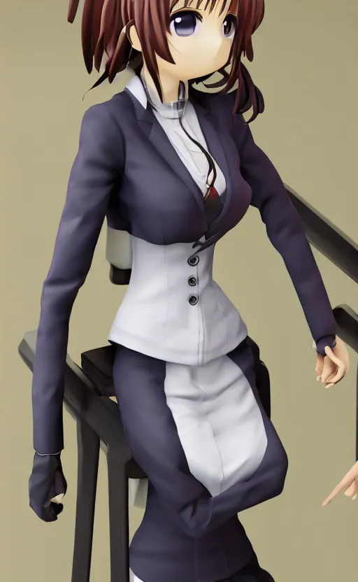 Prompt: Anime girl figure in office suit, unreal engine, highly detailed.