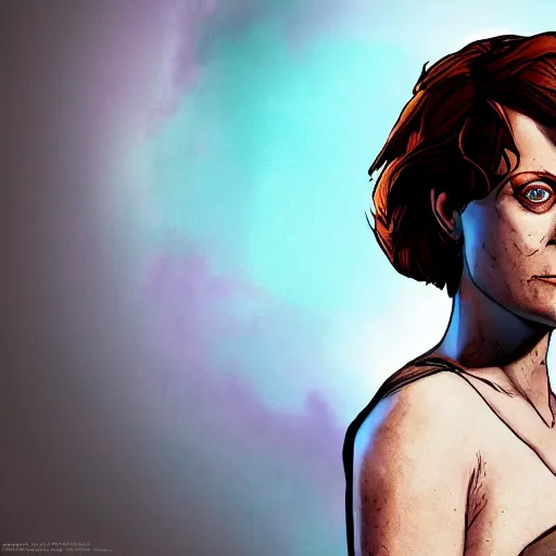 Image similar to sigourney weaver portrait, borderlands, tales from the borderlands, the wolf among us, comic, cinematic lighting, studio quality, 8 k