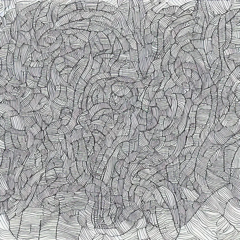 Image similar to a pen and ink generative line - art drawing