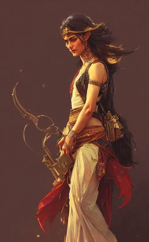 Image similar to a personification of kurdistan, highly detailed, digital painting, artstation, concept art, sharp focus, illustration, art by greg rutkowski and alphonse mucha