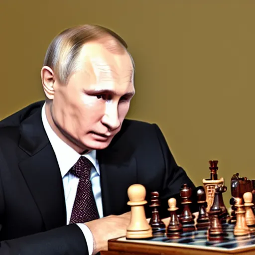 Prompt: photo of putin playing chess, 4 k
