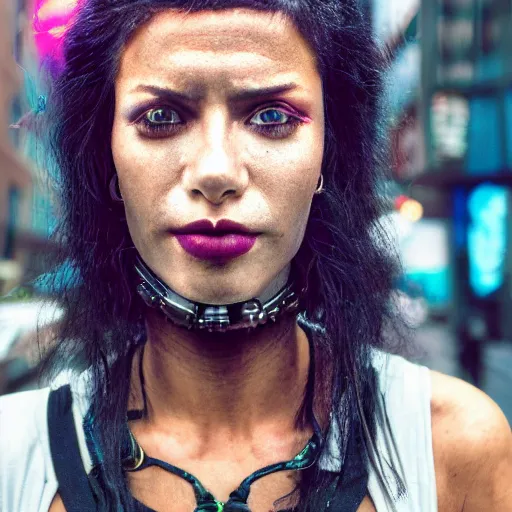 Prompt: closeup portrait of a cyberpunk princess in smoky cyberpunk new york, by Steve McCurry and David Lazar, natural light, detailed face, CANON Eos C300, ƒ1.8, 35mm, 8K, medium-format print