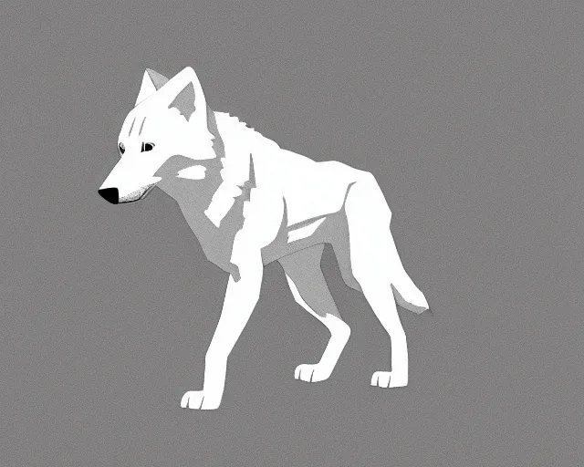 Image similar to professional digital art of a full-body outline of a wolf, very simple, white, white background, high quality, HD, 8K,