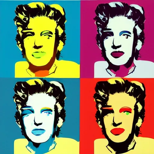 Prompt: sleepy man portrait, in the style of pop art, by andy warhol 1 9 8 7
