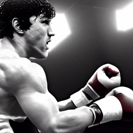 Image similar to rocky balboa playing playstation