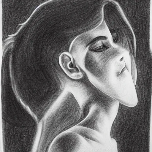 Prompt: waking life, black and white graphite drawing