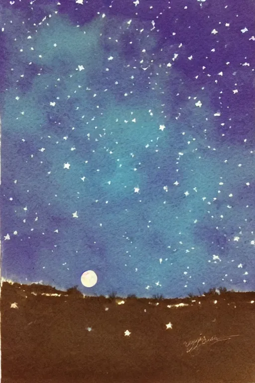 Image similar to The brilliant night sky under the moonlight in the style of John Avon