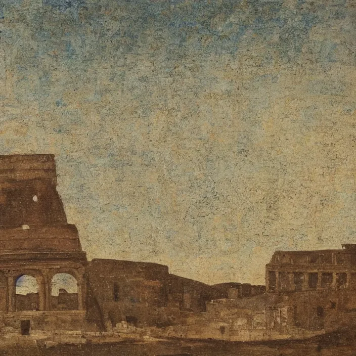 Image similar to a building in a serene landscape, ancient roman painting