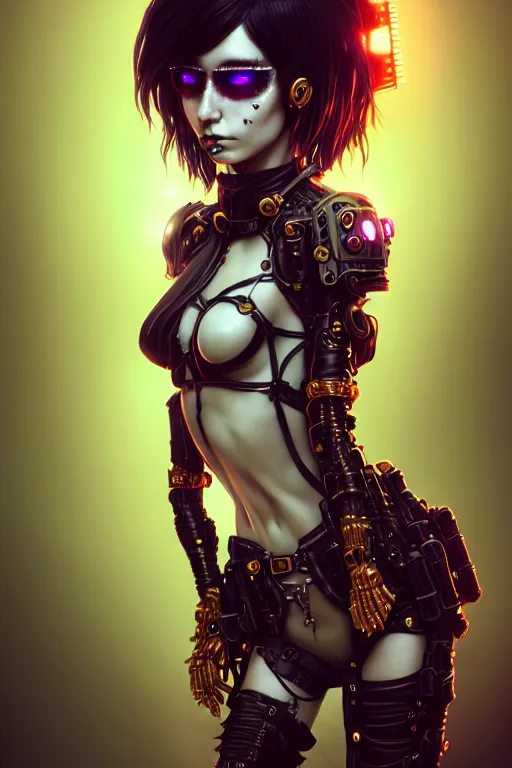 Image similar to soft lustrous ivory ebony raver gutter punk gothic cyborg, golden ratio, flowerpunk, details, scifi, fantasy, cyberpunk, intricate, decadent, highly detailed, digital painting, octane render, artstation, concept art, smooth, sharp focus, illustration, art by artgerm, loish, wlop