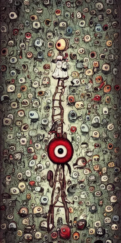 Prompt: eyeball scene by alexander jansson and where's waldo