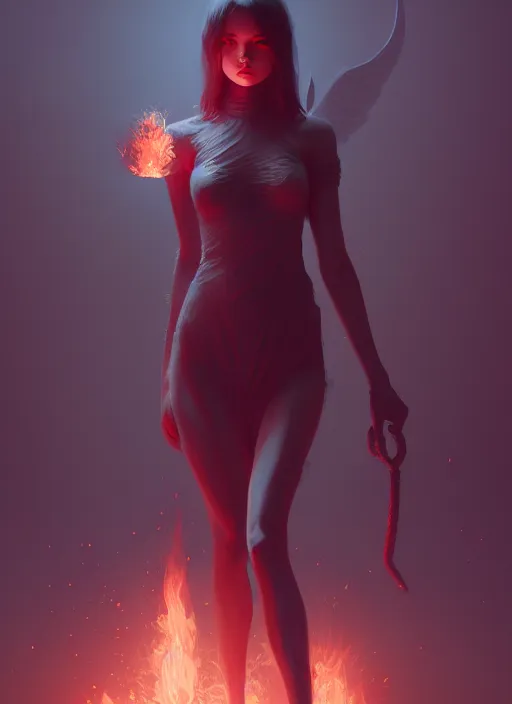 Prompt: satan daughter, full body, pyromancer, intricate, elegant, highly detailed, digital painting, artstation, concept art, smooth, sharp focus, illustration, ethereal, misty, by ilya kuvshinov and jeremy mann, 8 k, octane render