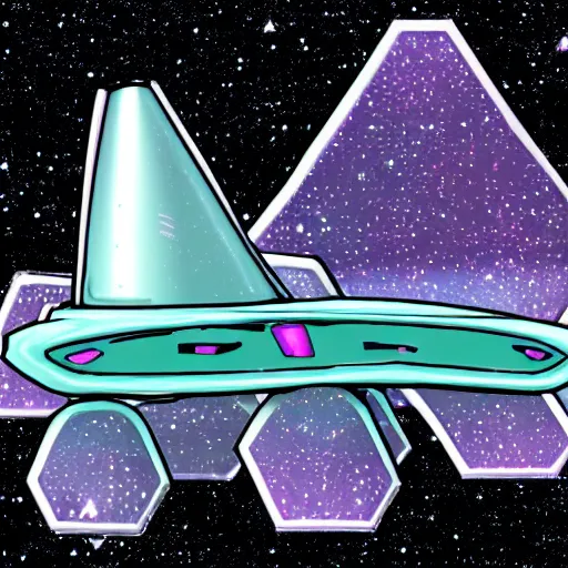 Prompt: spaceship with crystals on matrix