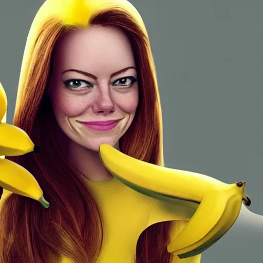 Image similar to a banana woman that has the face of emma stone on it, dalle 2 reference