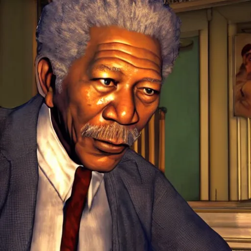 Prompt: morgan freeman in bioshock infinite