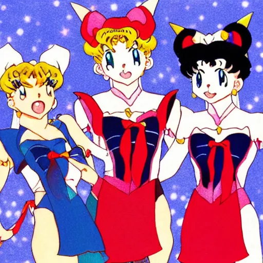 Prompt: three cats from sailor moon