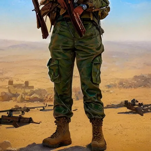 Image similar to beautiful YPJ soldier wearing a Kurdistan flag insignia in the defense of Kobanî in the siege of Kobanî, detailed, centered, digital painting, artstation, concept art, donato giancola, Joseph Christian Leyendecker, Boris Vallejo, Breathtaking, 8k resolution, extremely detailed, beautiful, establishing shot, artistic, hyperrealistic, beautiful face, octane render