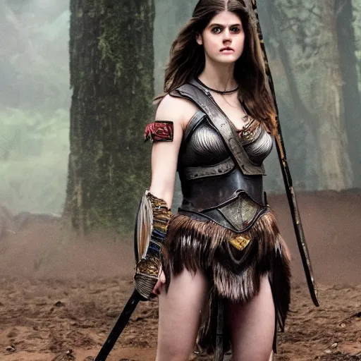 Prompt: full body photo of alexandra daddario as an amazon warrior