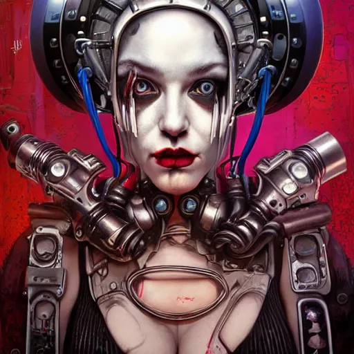 Image similar to lofi giger biopunk steampunk portrait of harley quinn, Pixar style, by Tristan Eaton Stanley Artgerm and Tom Bagshaw.