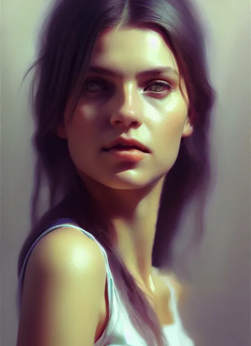 Image similar to portrait of a gorgeous young woman in the style of stefan kostic, artstation, concept art, realistic photo, sharp focus, 8k high definition, insanely detailed, intricate, elegant