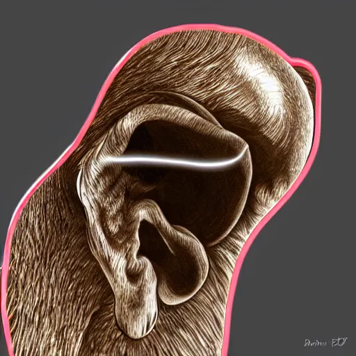 Image similar to a flea behind a human ear, digital art