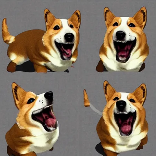 Prompt: evil corgi doge laughing maliciously, horror, lovecraft