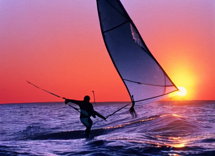 Image similar to windsurfer in the sunset in the 8 0's