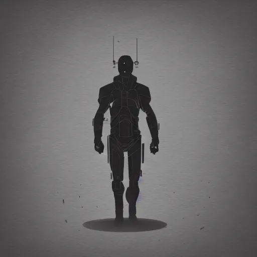 Image similar to concept art for main character in a science fiction action movie, dark and ominous, silhouette, beautiful detailed sketch,